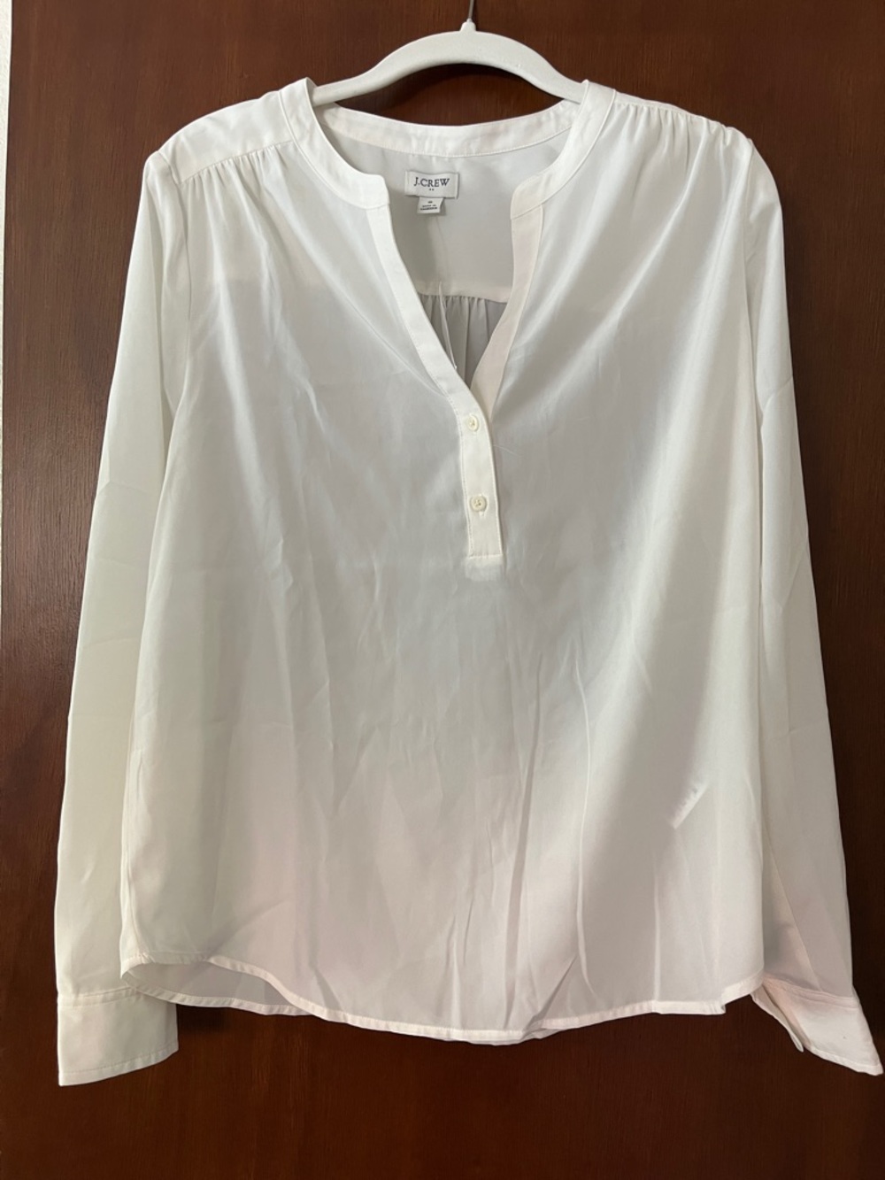 J. Crew White Long-Sleeve Popover Tunic Blouse